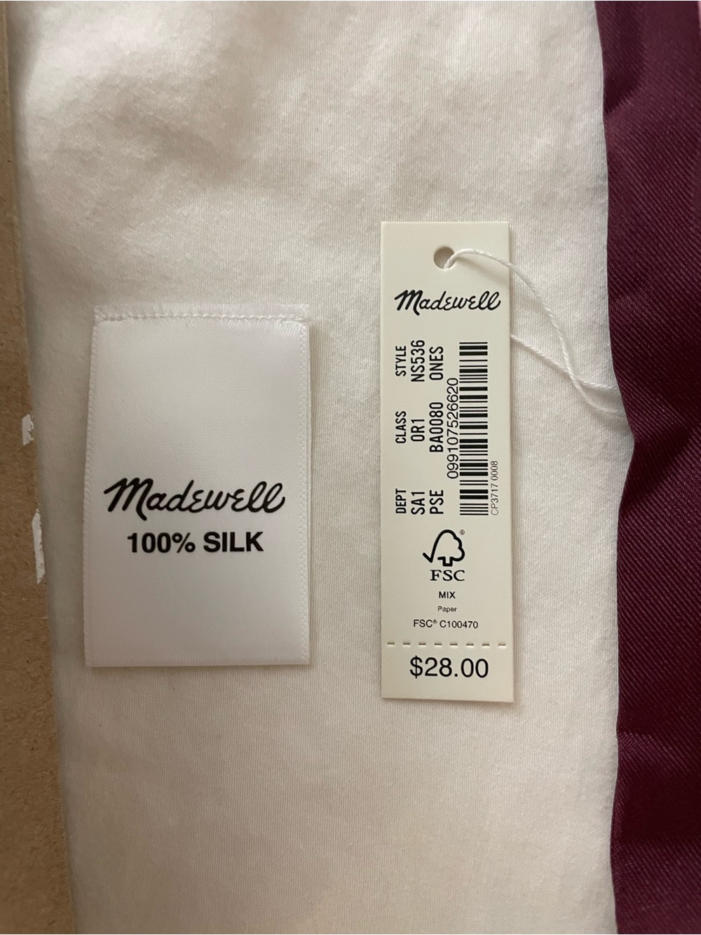 Madewell Pink, Red & Burgundy Striped Silk Scarf - Picture 2 of 3